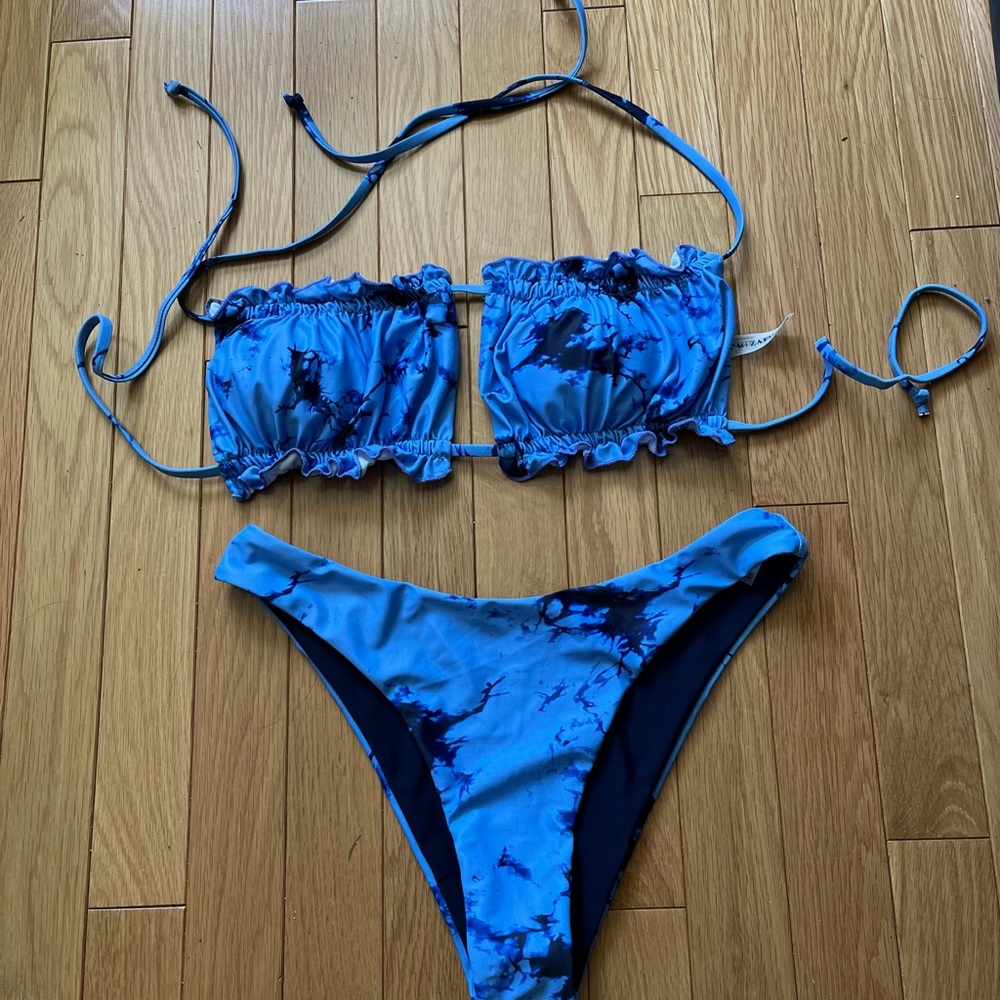 Zaful NWOT Blue Tie-Dye Bikini Set